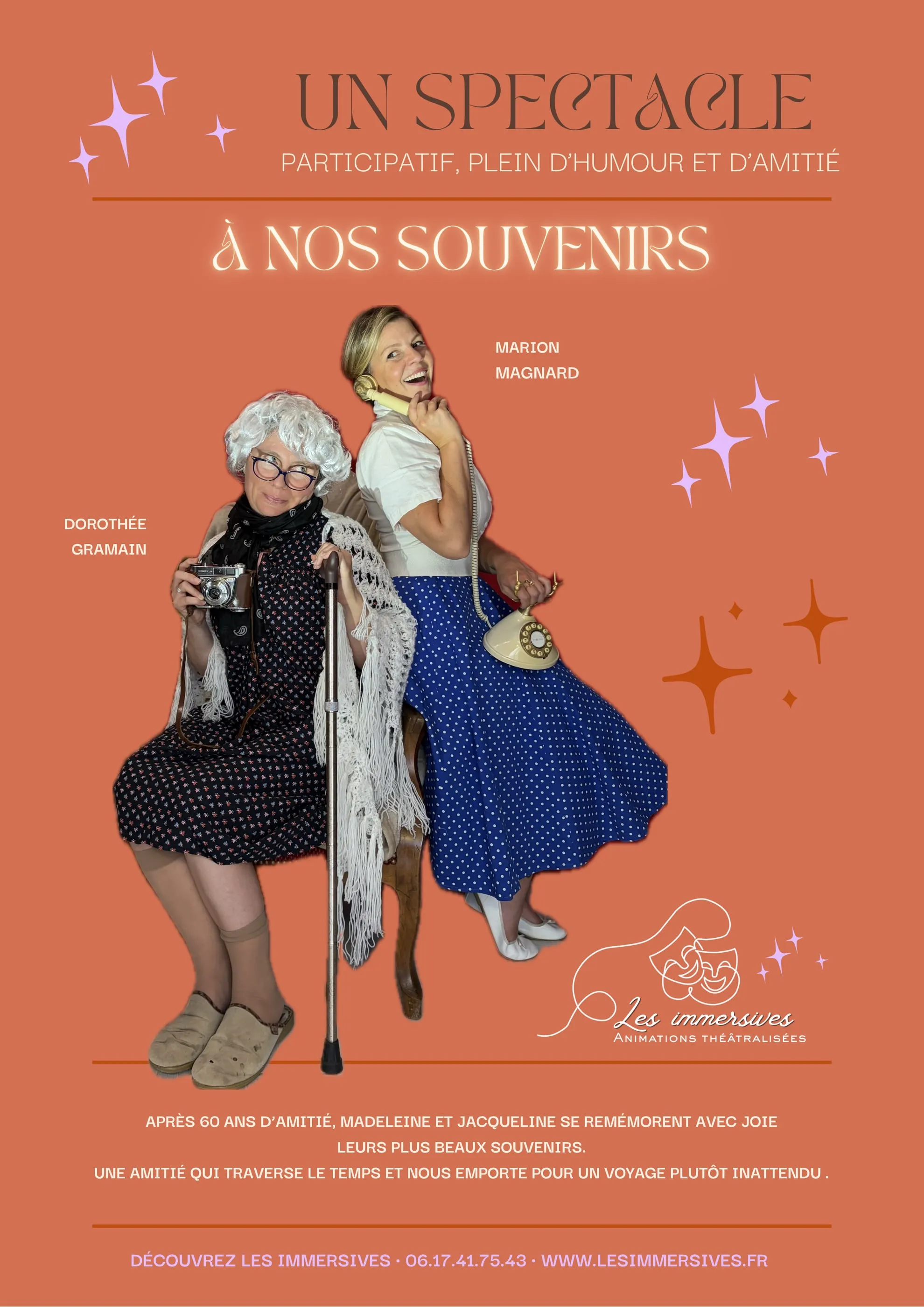 Affiche du spectacle « À nos souvenirs » : Dorothée et Marion en Madeleine et Jacqueline